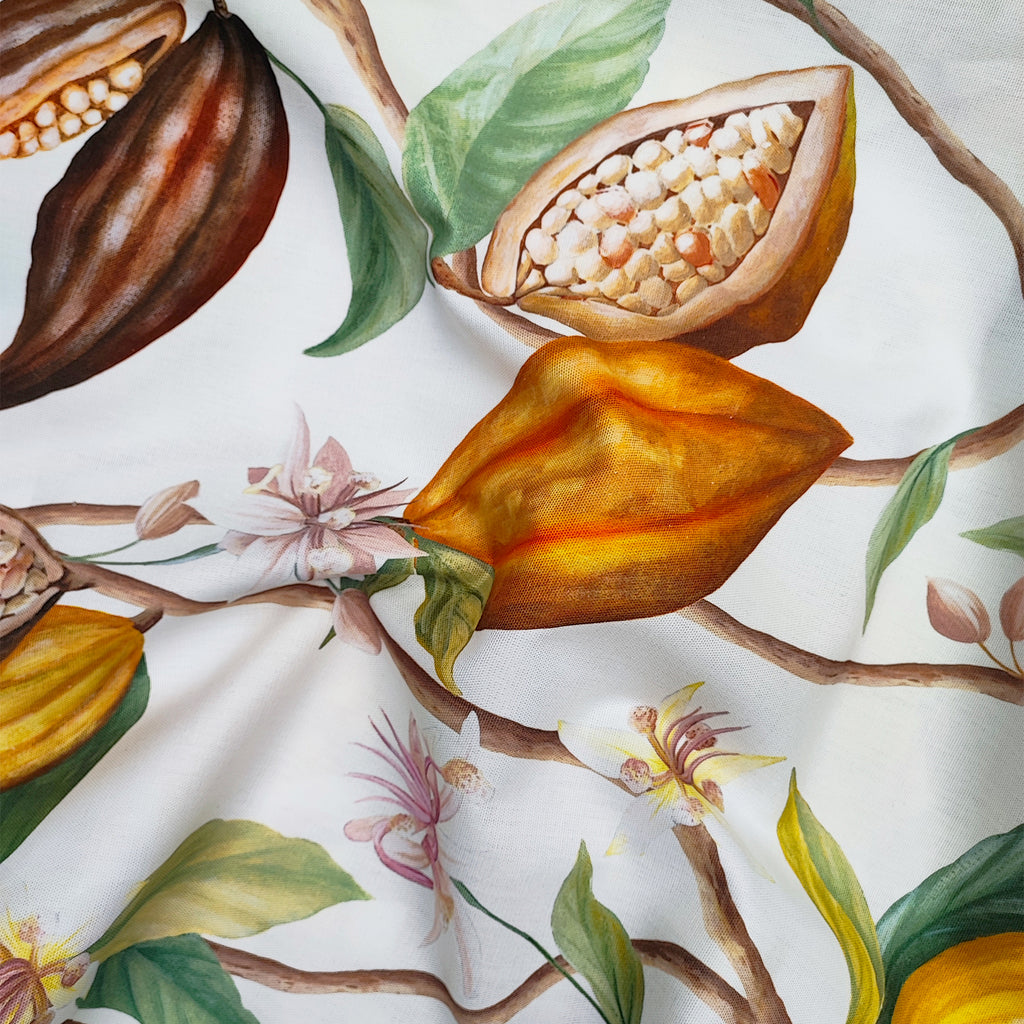 Tuscan weaving cotton fabrics with cocoa bean pattern