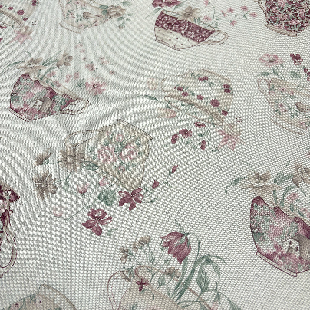 stain-resistant resin-coated cotton for tablecloth / cup pattern