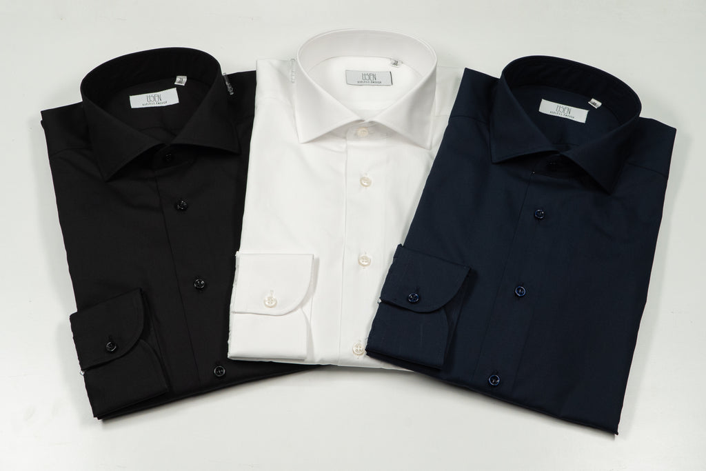 camicia da uomo in popeline di cotone - disponibile in bianco, nero e blu navy