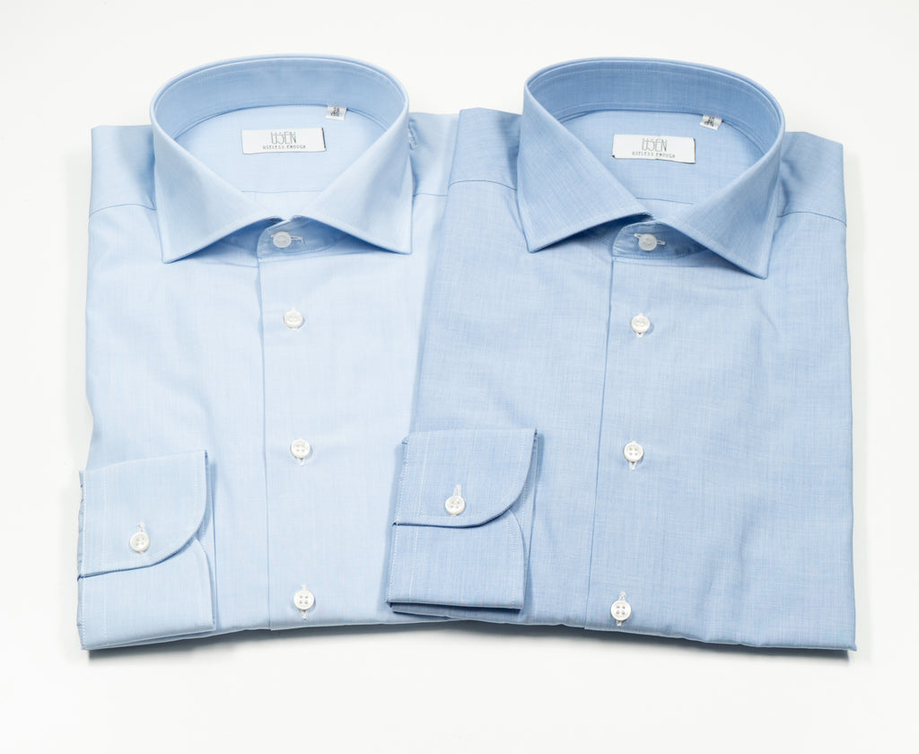 camicia da uomo in fil a fil di puro cotone - disponibile in due tonalità di azzurro