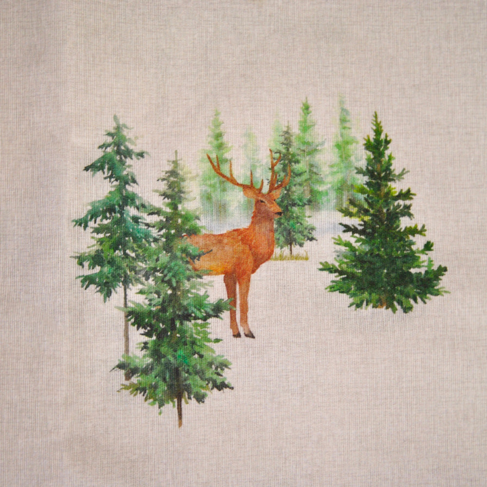 Coated stain-resistant cotton tablecloth / mountain pattern