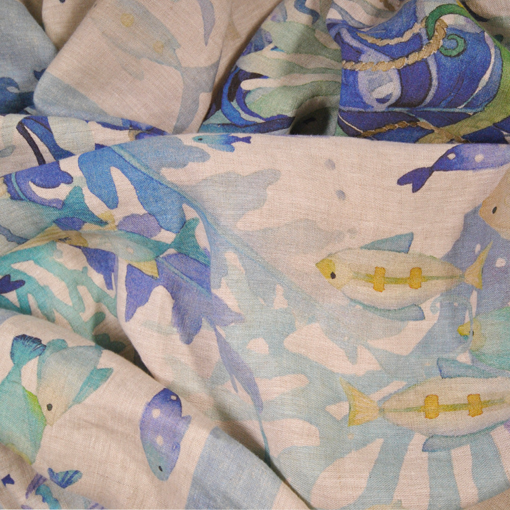 Tessitura Toscana Telerie / pure linen with coral reef pattern
