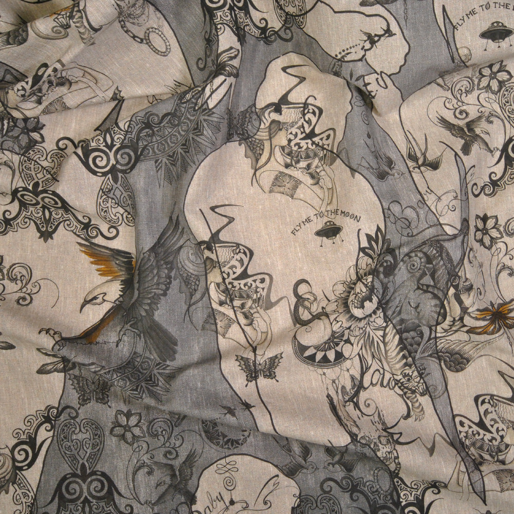 Tessitura Toscana Telerie / percale of pure cotton with tribal pattern
