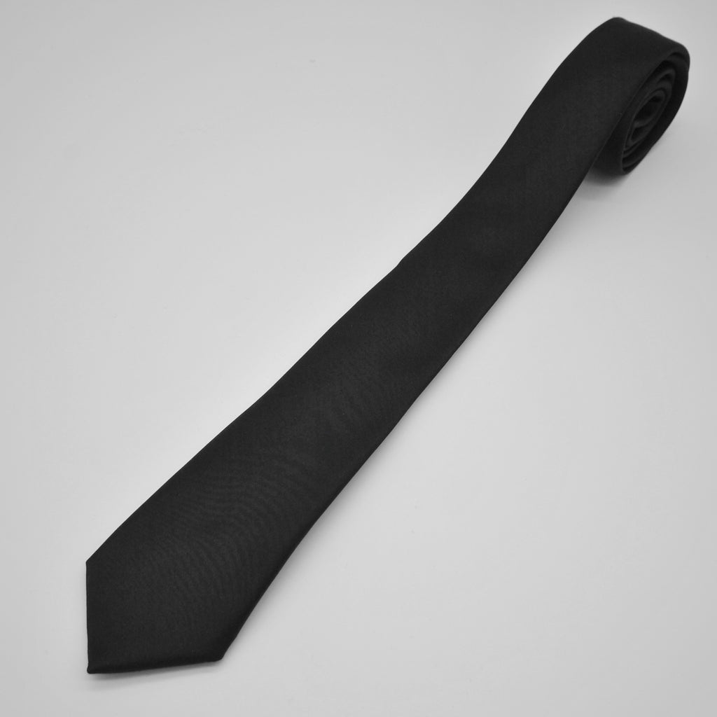 Black silk satin tuxedo tie