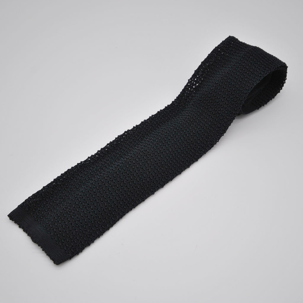 Square Tip Silk Knit Tie - Navy Blue