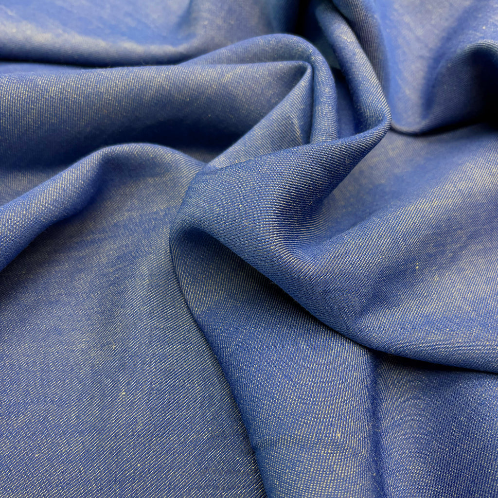 drapperia estiva in lino e lana / blu cangiante