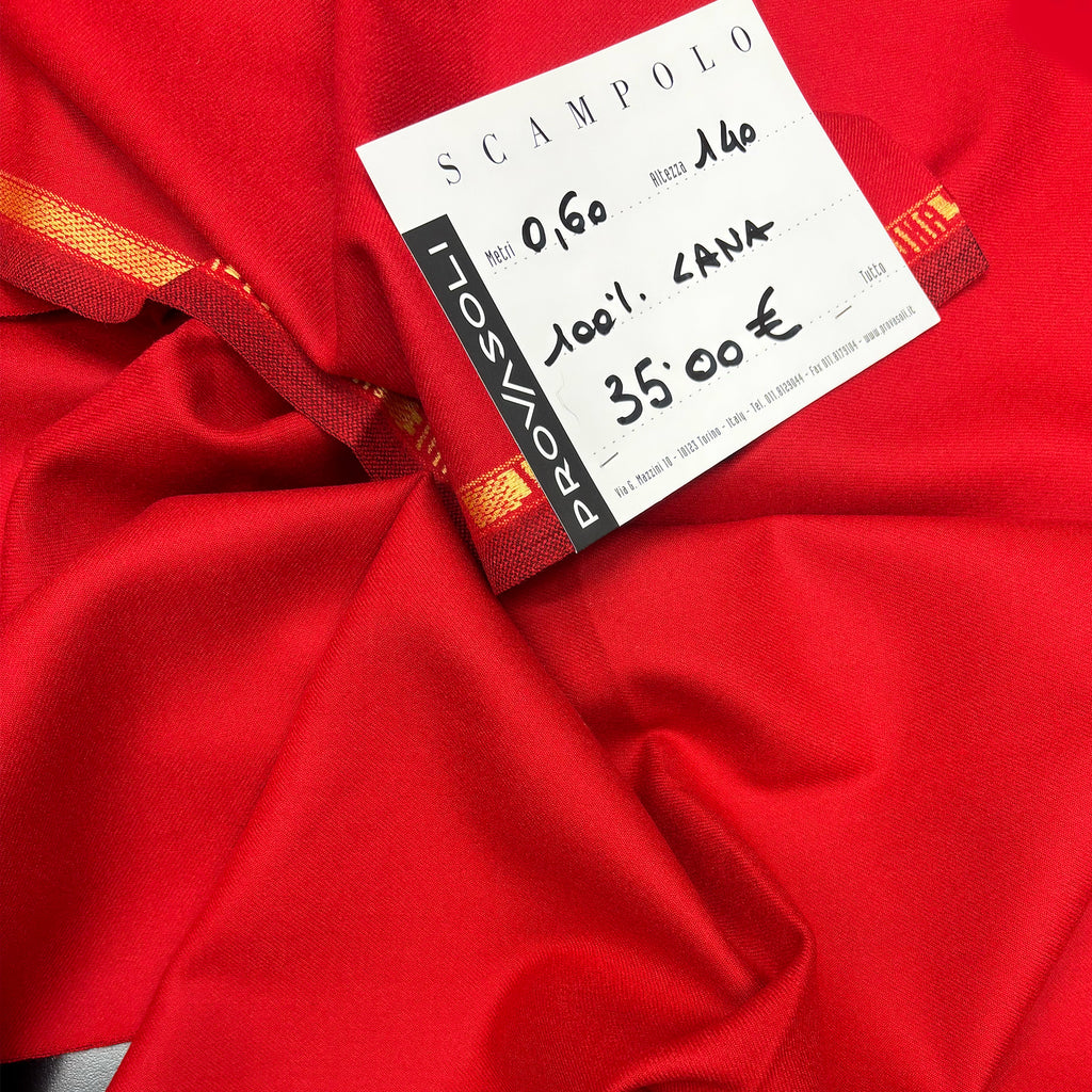 scampolo flanella lana / colore rosso