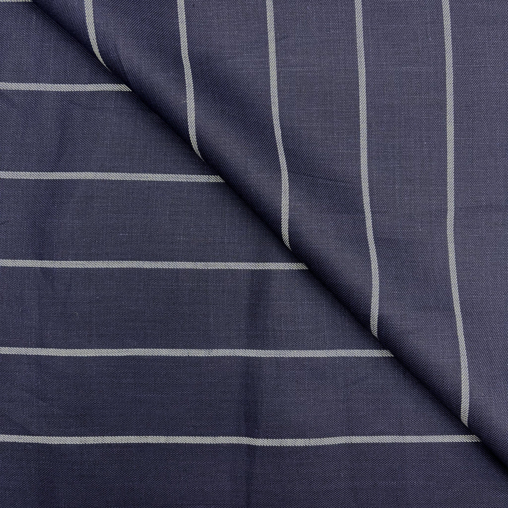 maxi gessato blu in puro lino