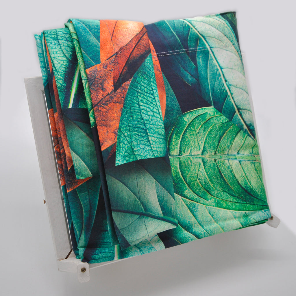 Double bed sheets in cotton percale with a leaf pattern