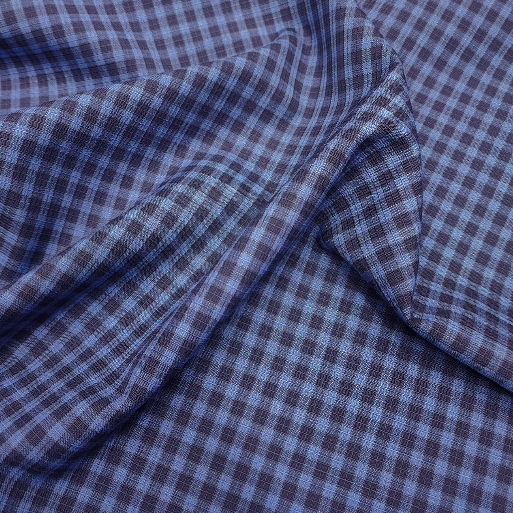 micro check in linen, wool and silk