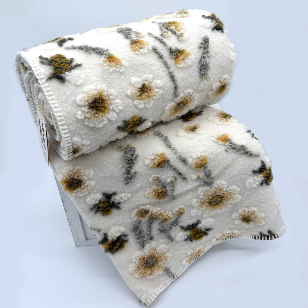 plaid in lana cotta Appodia / apette e margherite