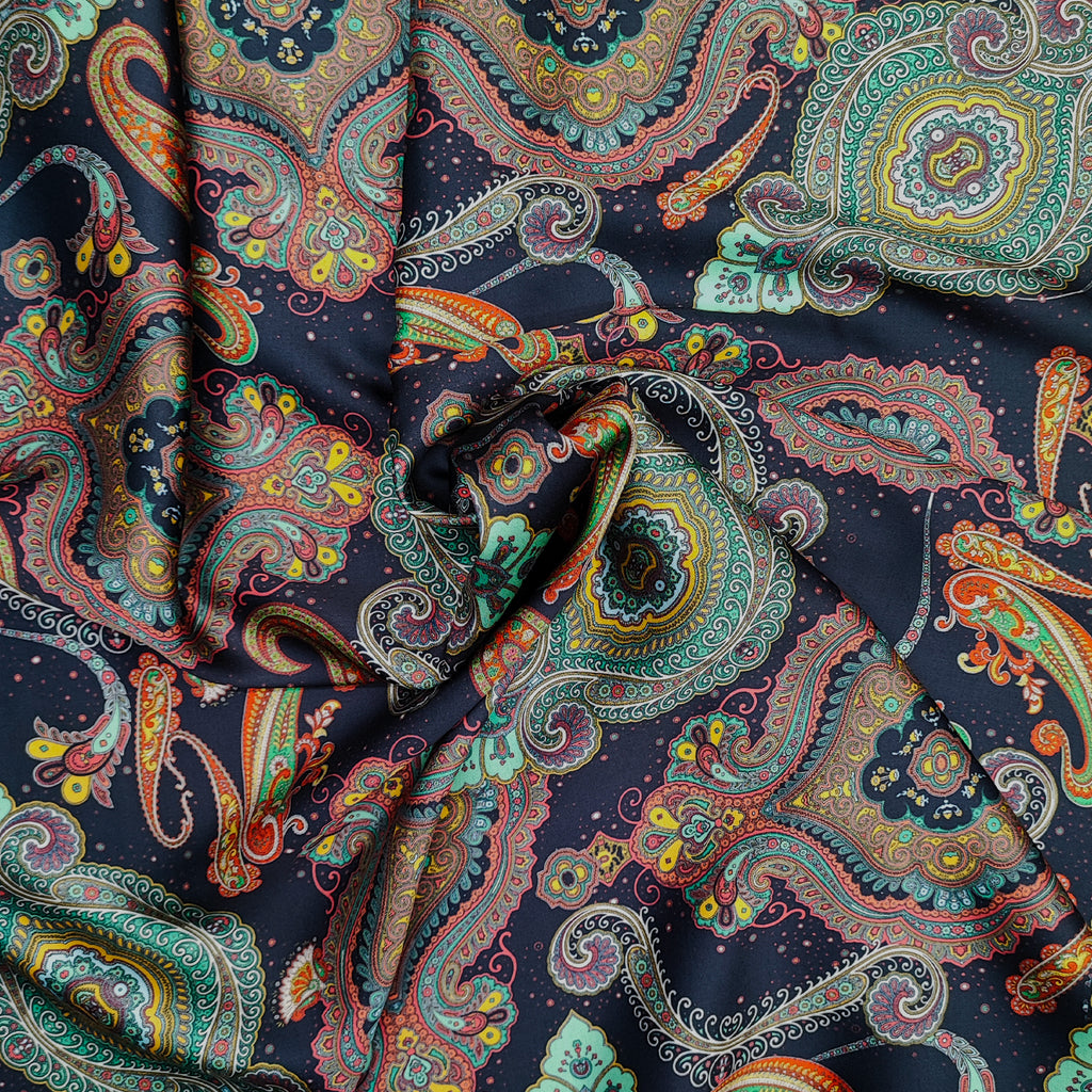 paisley pattern viscose satin / color 2