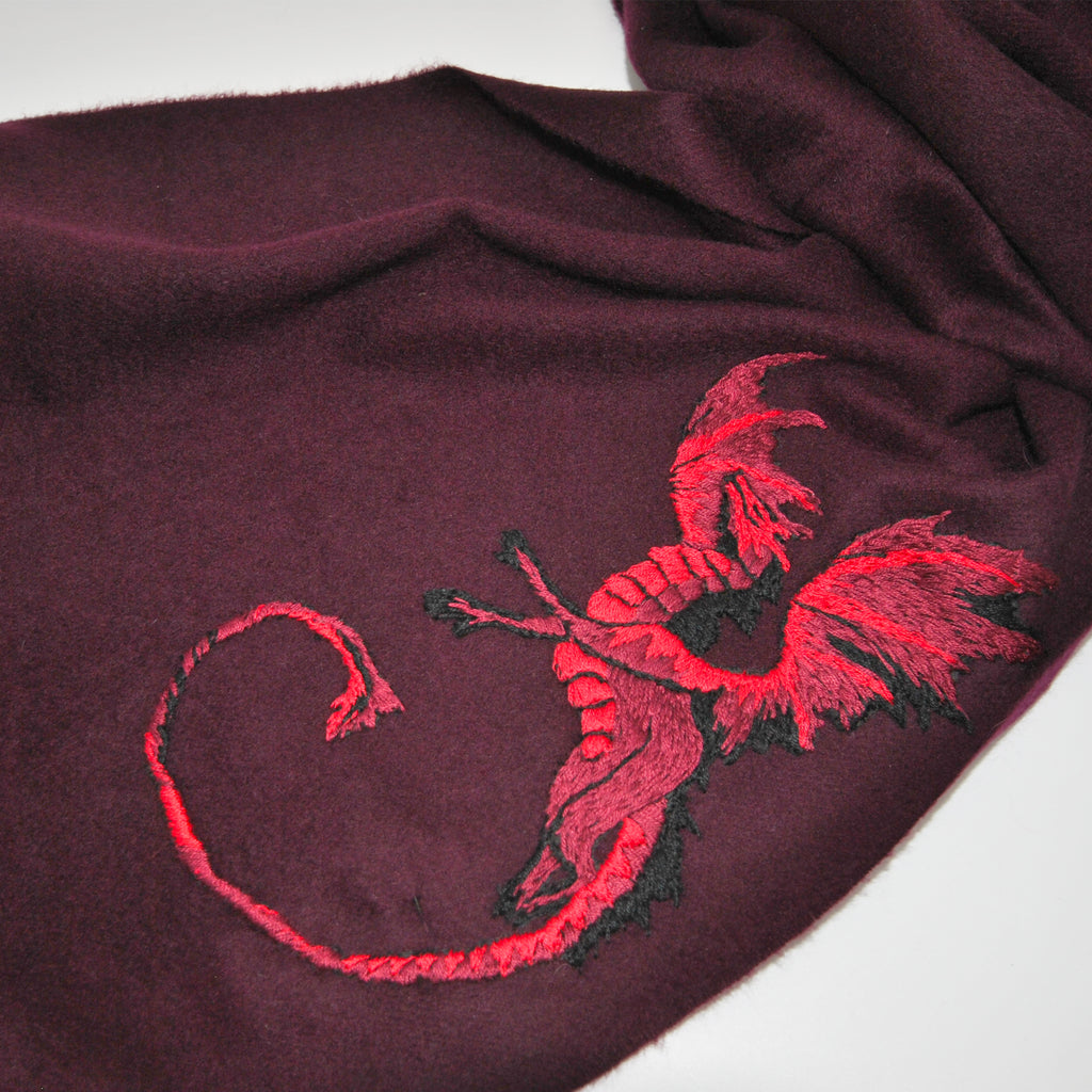 hand-embroidered scarf in pure cashmere