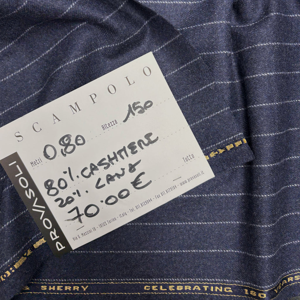 scampolo gessato in flanella di lana e cashmere