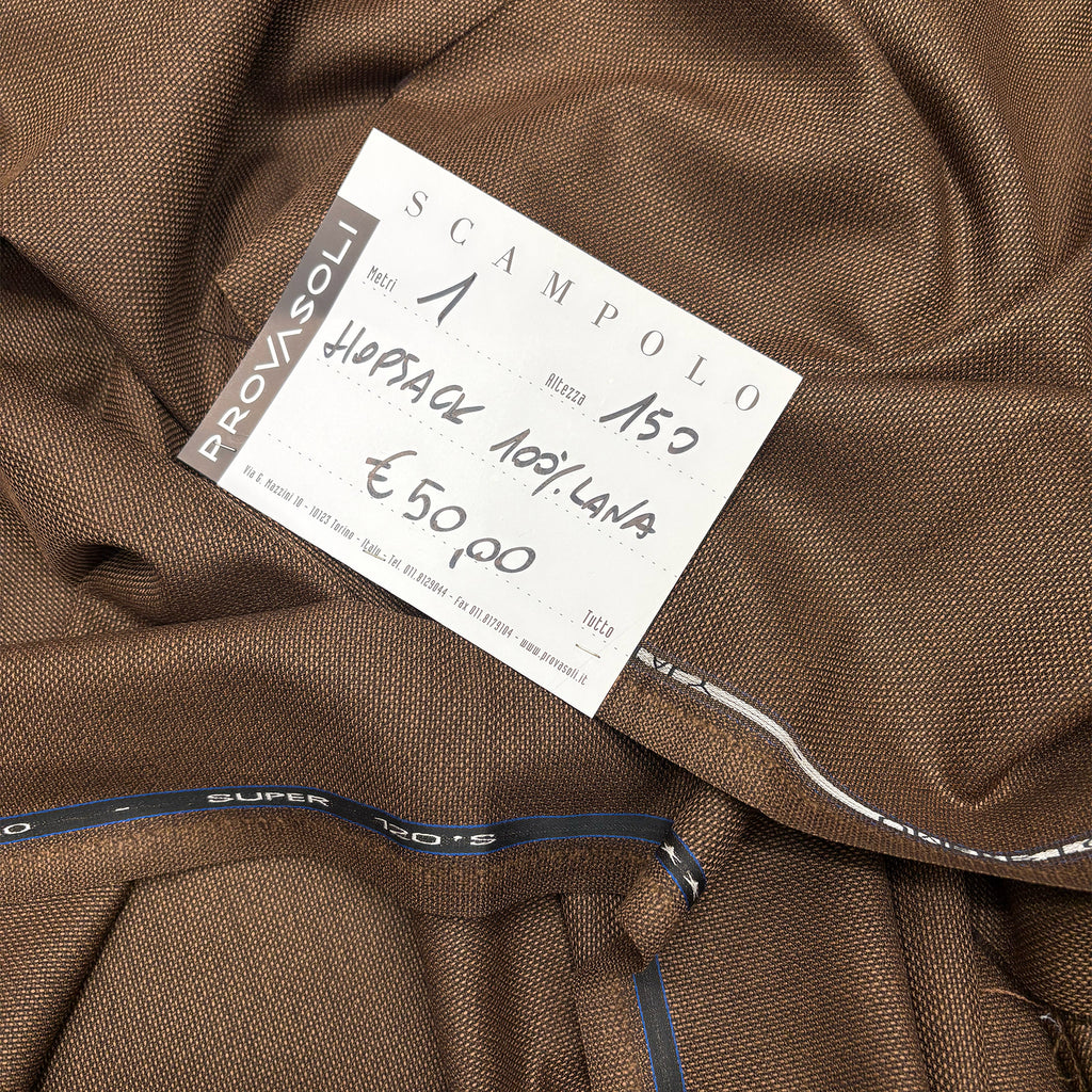 pure wool hopsack remnant / brown