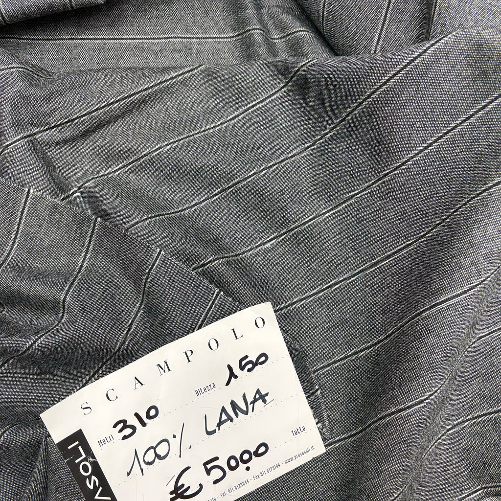 scampolo in lana / maxi gessato grigio