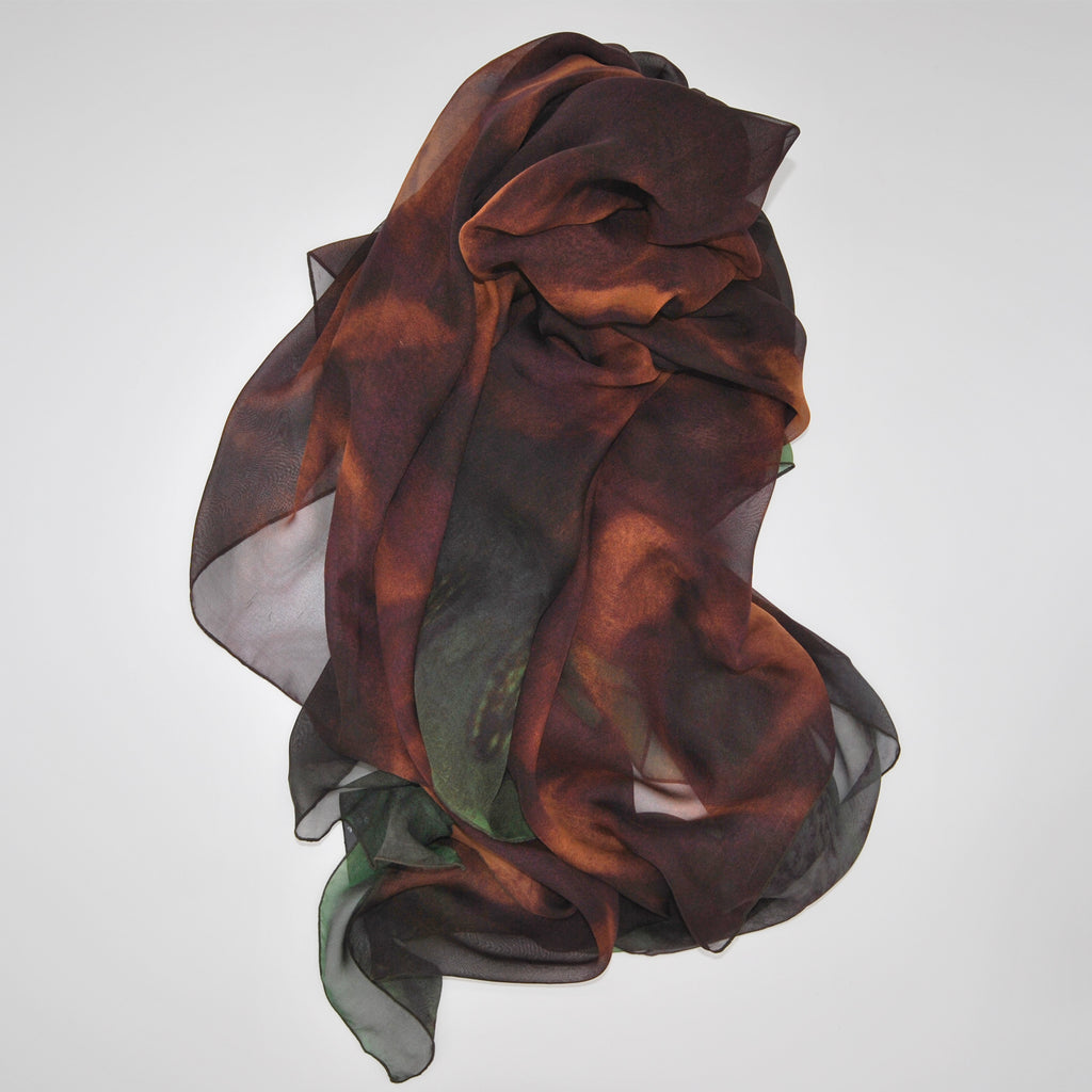shaded pure silk chiffon scarf