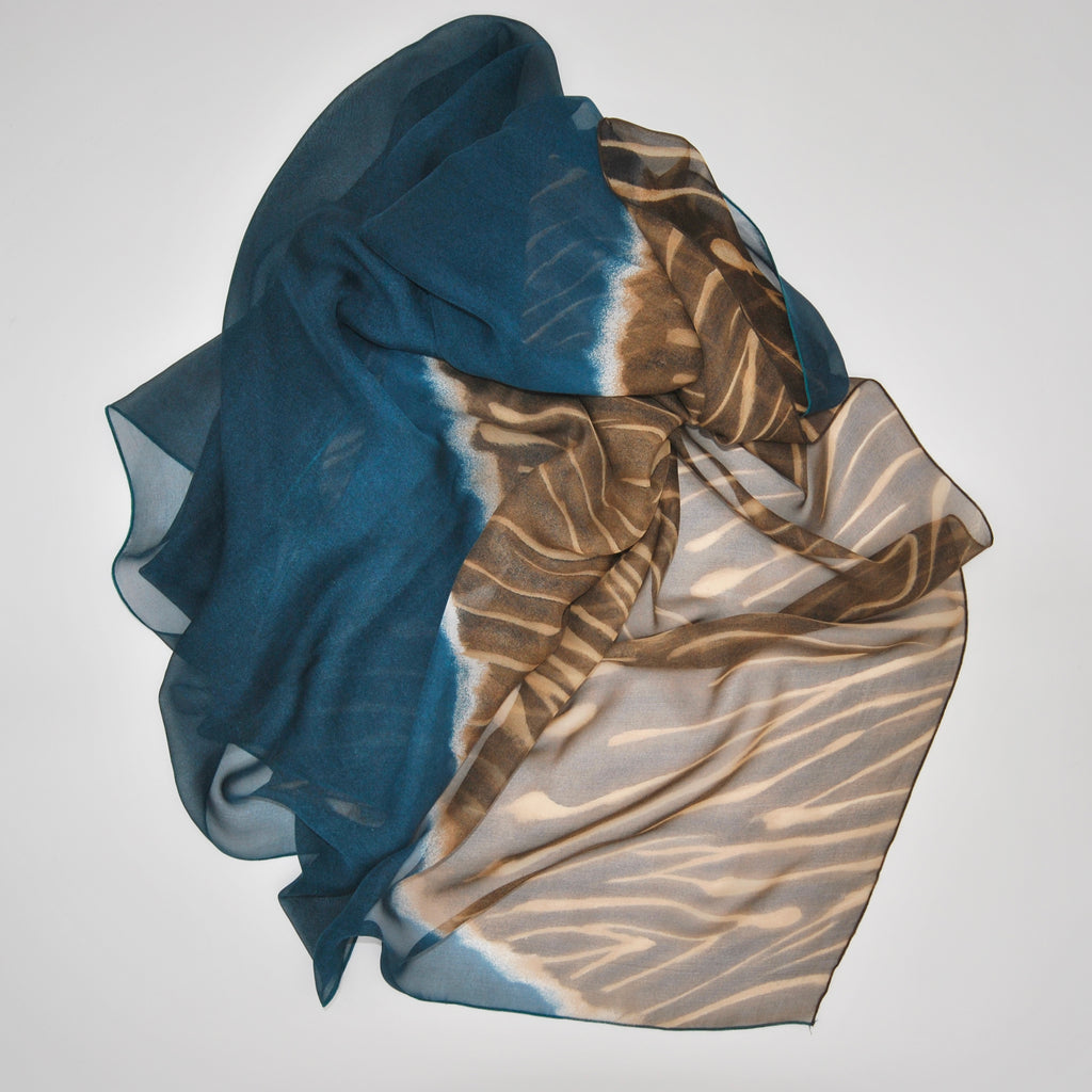 shaded pure silk chiffon scarf