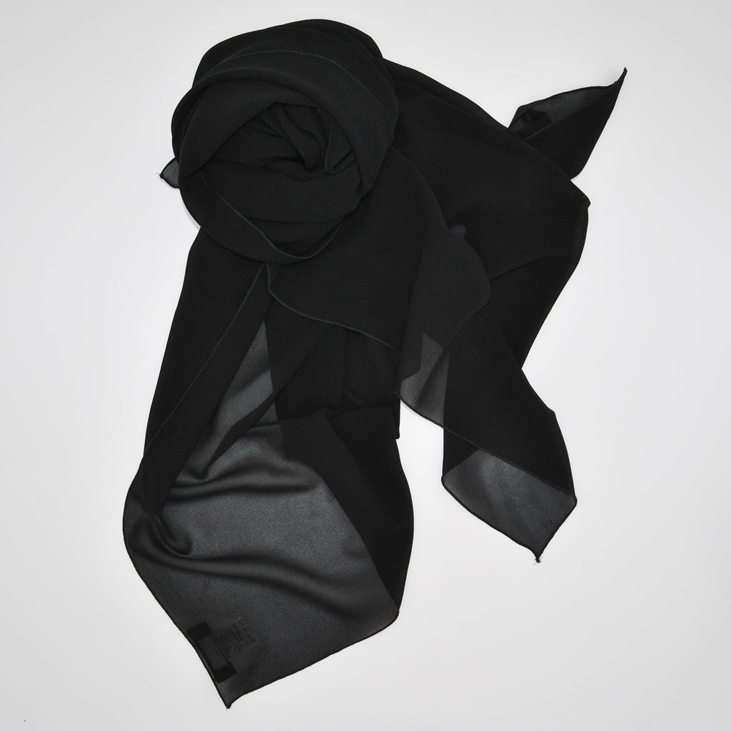 scarf in black pure silk georgette