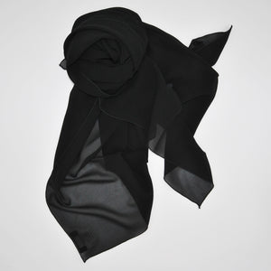 sciarpa in georgette di pura seta colore nero