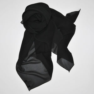 scarf in black pure silk georgette - Main Image