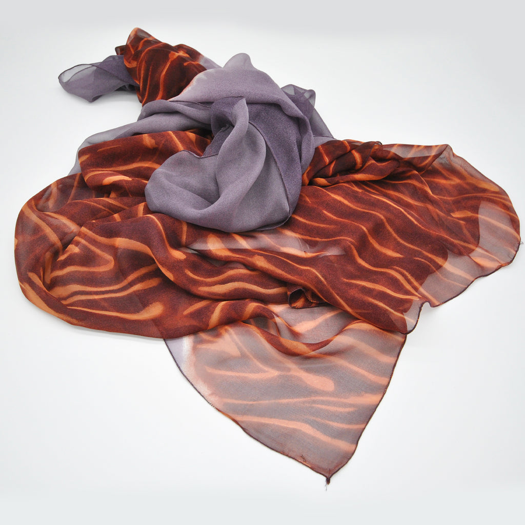 large scarf in shaded pure silk chiffon