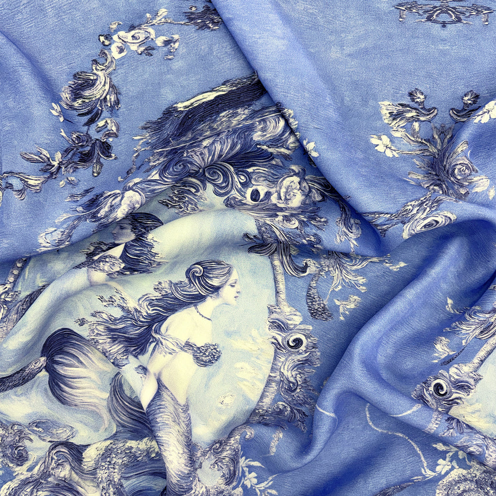 crepe de chine in pura seta / fantasia sirene a pannello