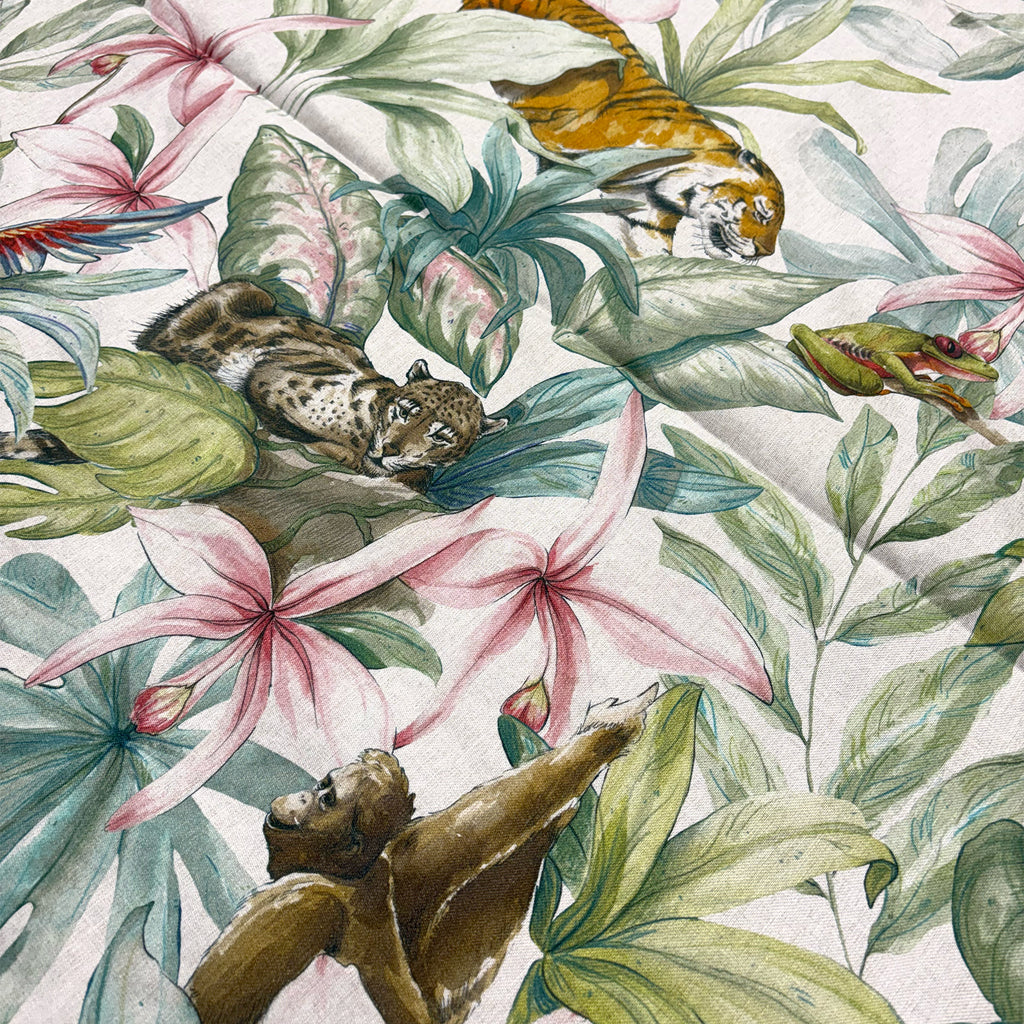 tovaglia in lino e raso cotone / fantasia jungle