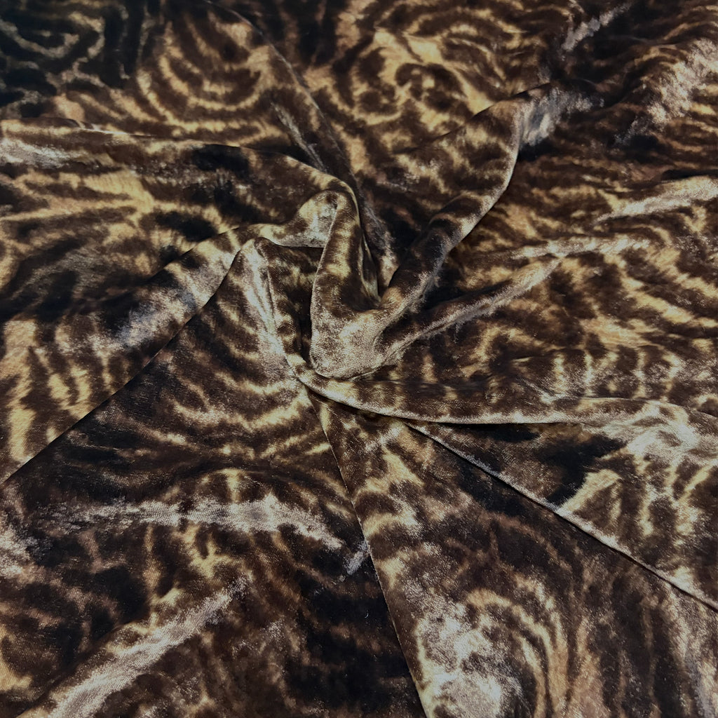 velluto in seta animalier / tigrato marrone