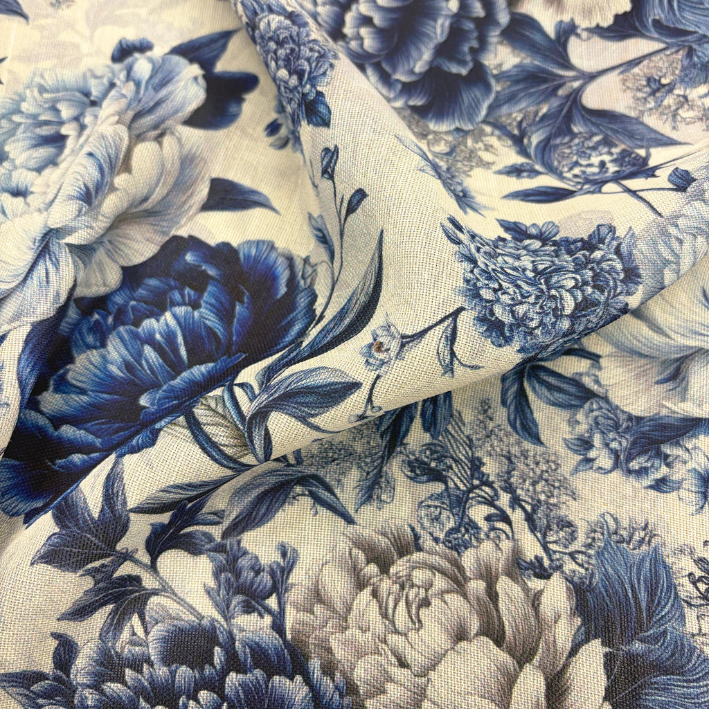 voile in seta e ramie / fantasia peonie