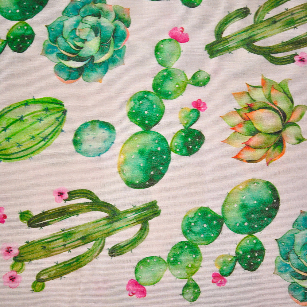 Coated stain-resistant cotton tablecloth/succulent plant pattern