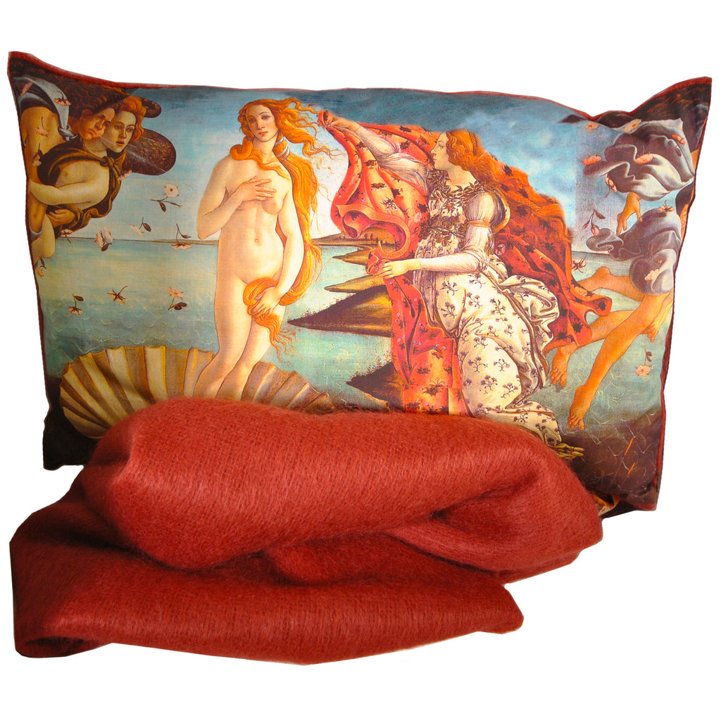 set plaid e cuscini fantasia Venere di Botticelli