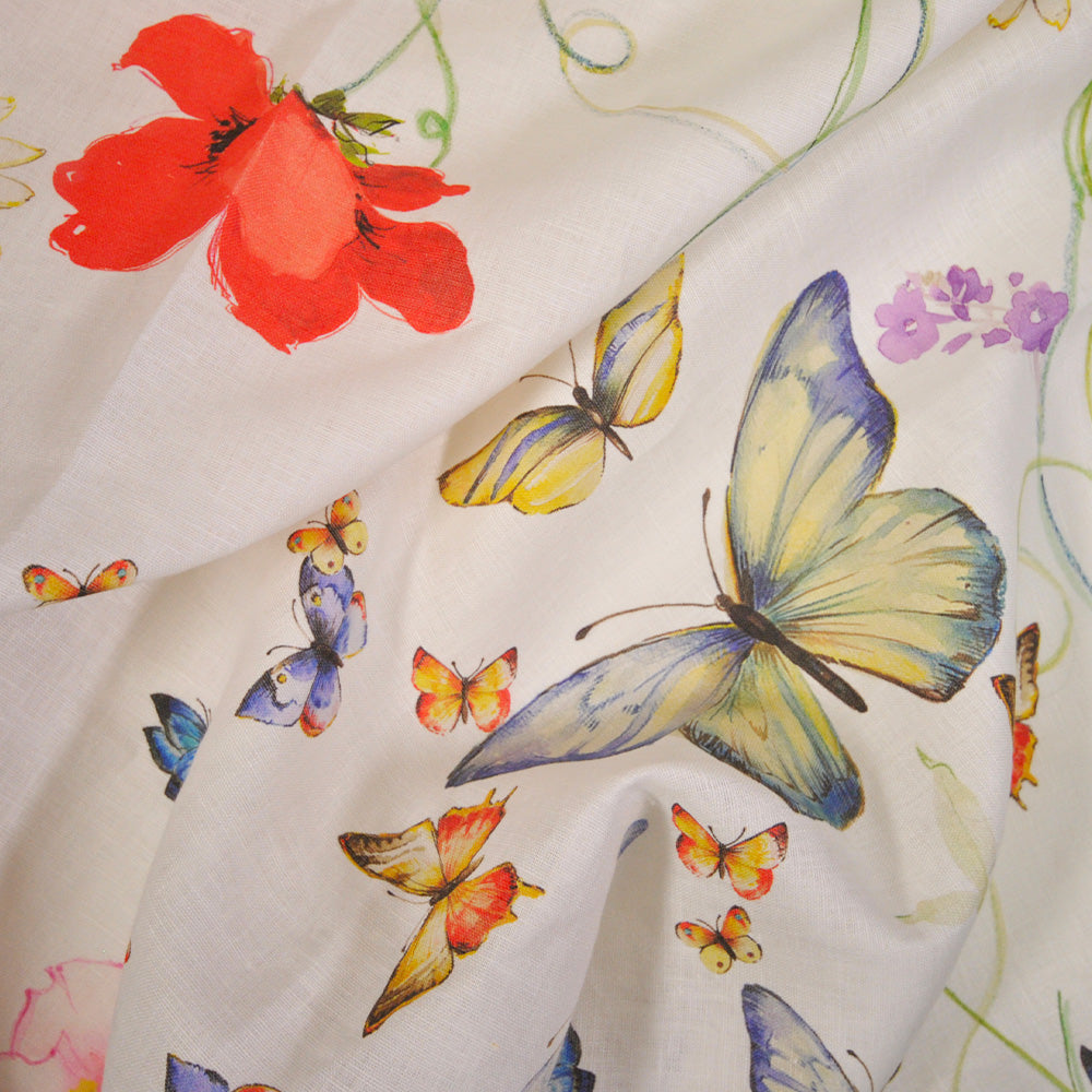 Tessitura Toscana Telerie / puro lino fantasia farfalle