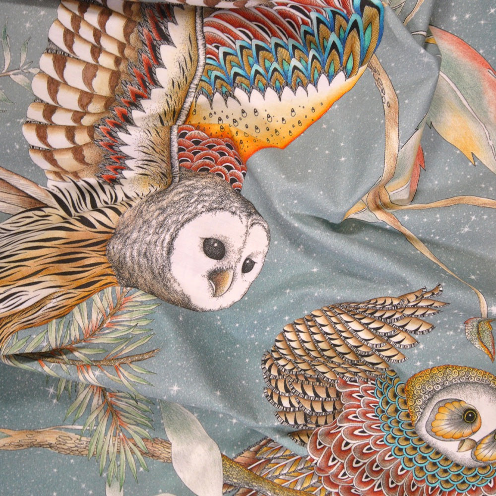 Tessitura Toscana Telerie / percale of pure cotton with owl pattern
