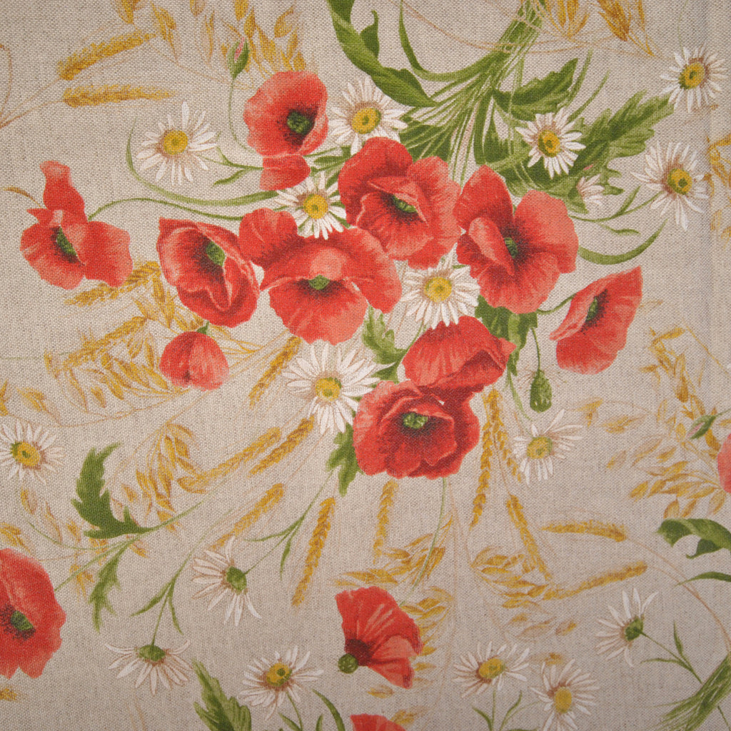 Coated stain-resistant cotton tablecloth / floral pattern