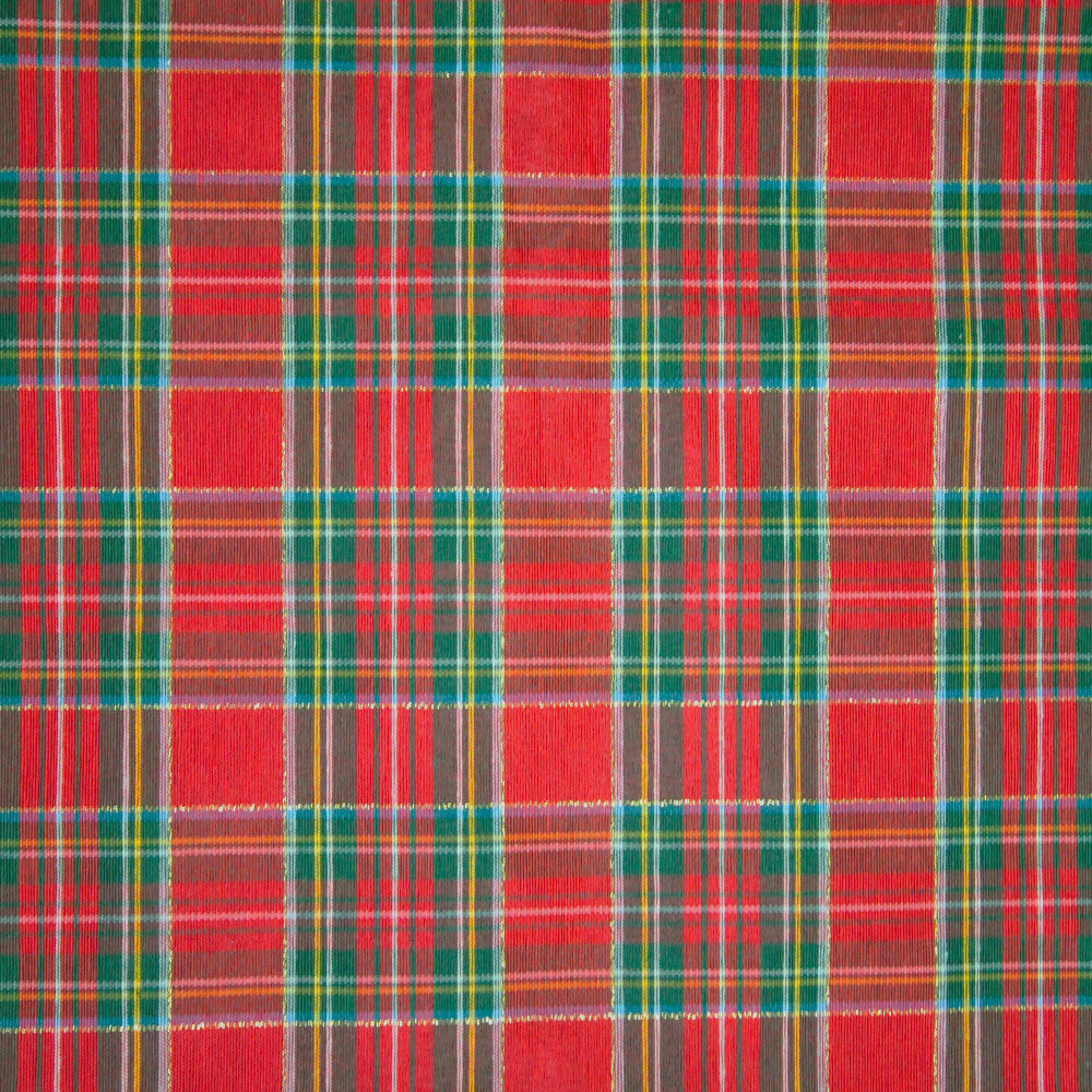 Coated stain-resistant cotton tablecloth / tartan pattern